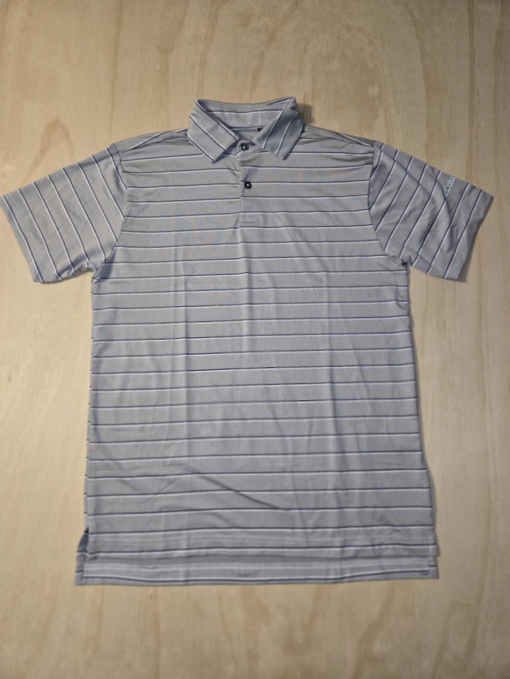 Columbia Golf Omni-Wick "Set" Polo Shirt Striped Light Blue/Gray Men's Size XS